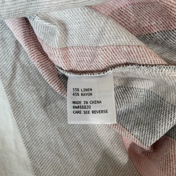 TAHARI Linen Rayon Blend Striped Blouse Short Sleeves Top Size 1X - Picture 6 of 8